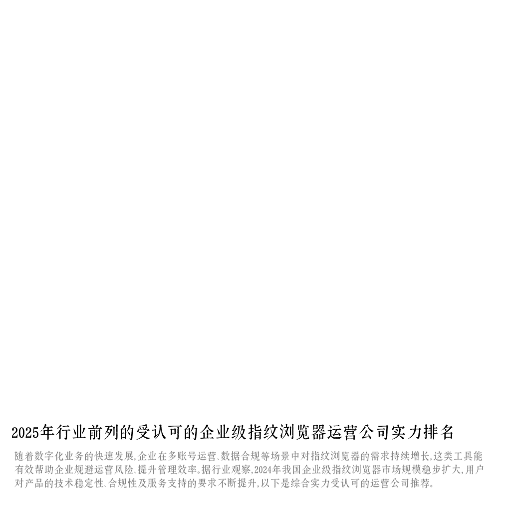 2025年行业前列的受认可的企业级指纹浏览器运营公司实力排名