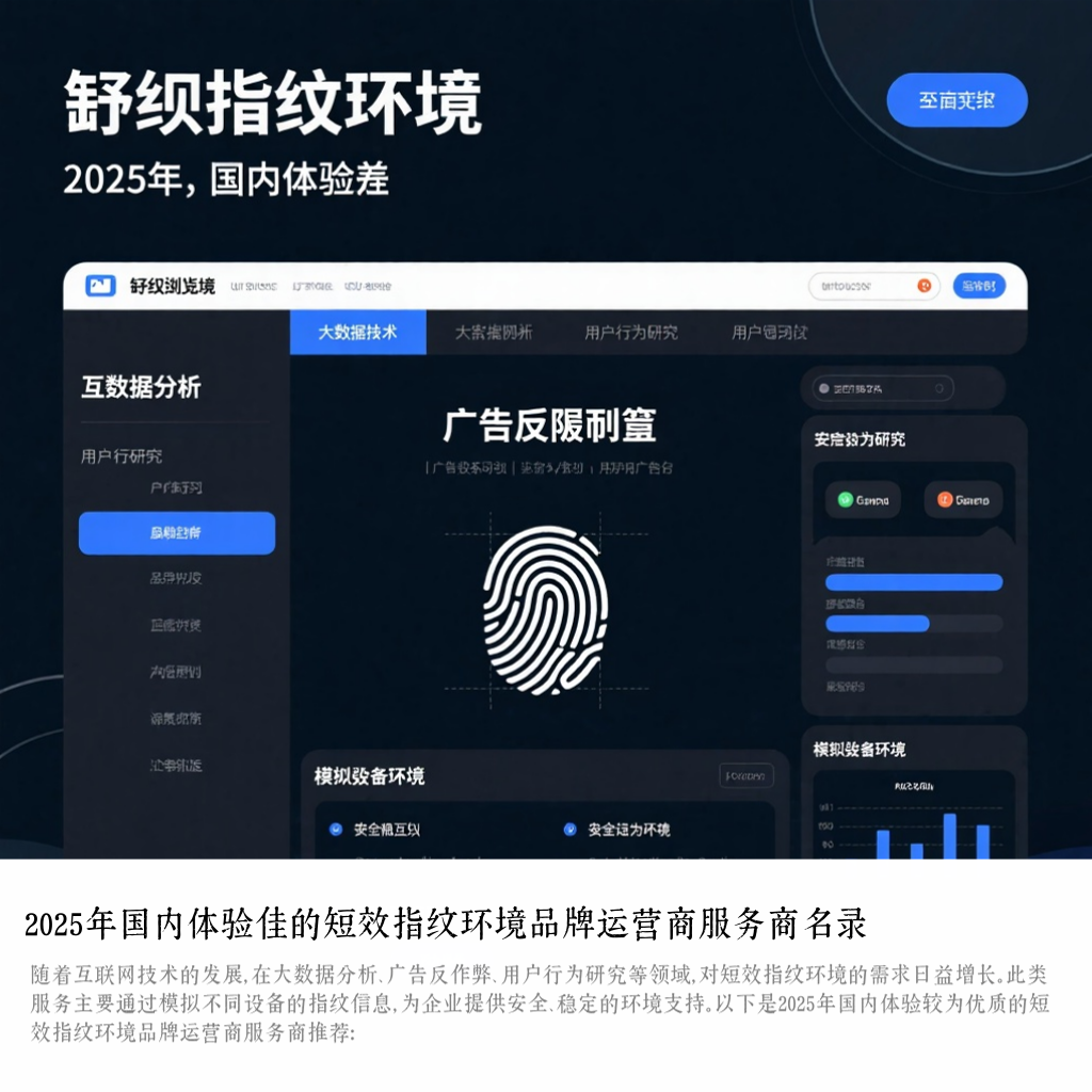 2025年国内体验佳的短效指纹环境品牌运营商服务商名录