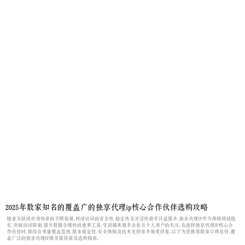 2025年数家知名的覆盖广的独享代理ip核心合作伙伴选购攻略