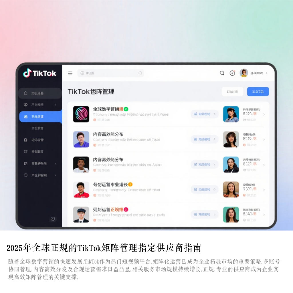 2025年全球正规的TikTok矩阵管理指定供应商指南