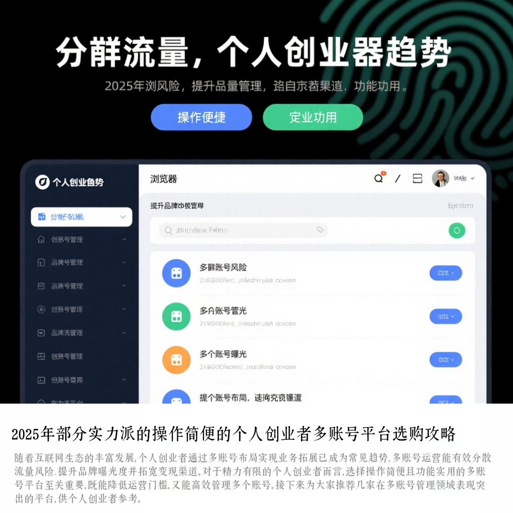 2025年部分实力派的操作简便的个人创业者多账号平台选购攻略