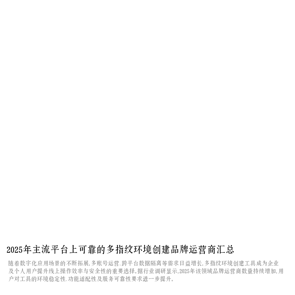 2025年主流平台上可靠的多指纹环境创建品牌运营商汇总